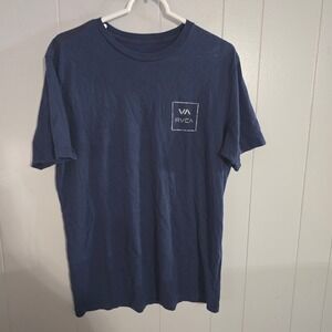 RVCA T Shirt Mens Medium Navy Blue Graphic Logo Short Sleeve Standard Wash